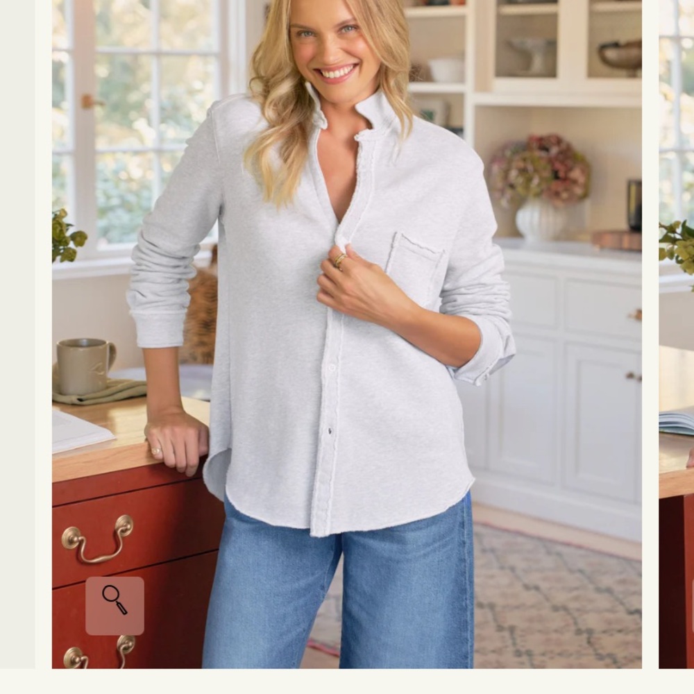 Frank & Eileen Light Gray Button-Up Shirt Jacket